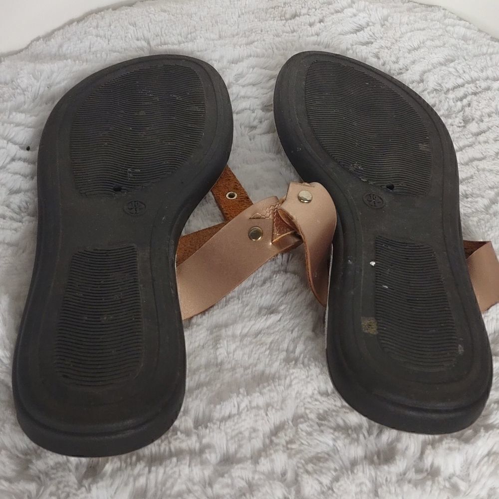 Blue Suede Shoes Rose Gold Thong Sandals - Picture 4 of 7